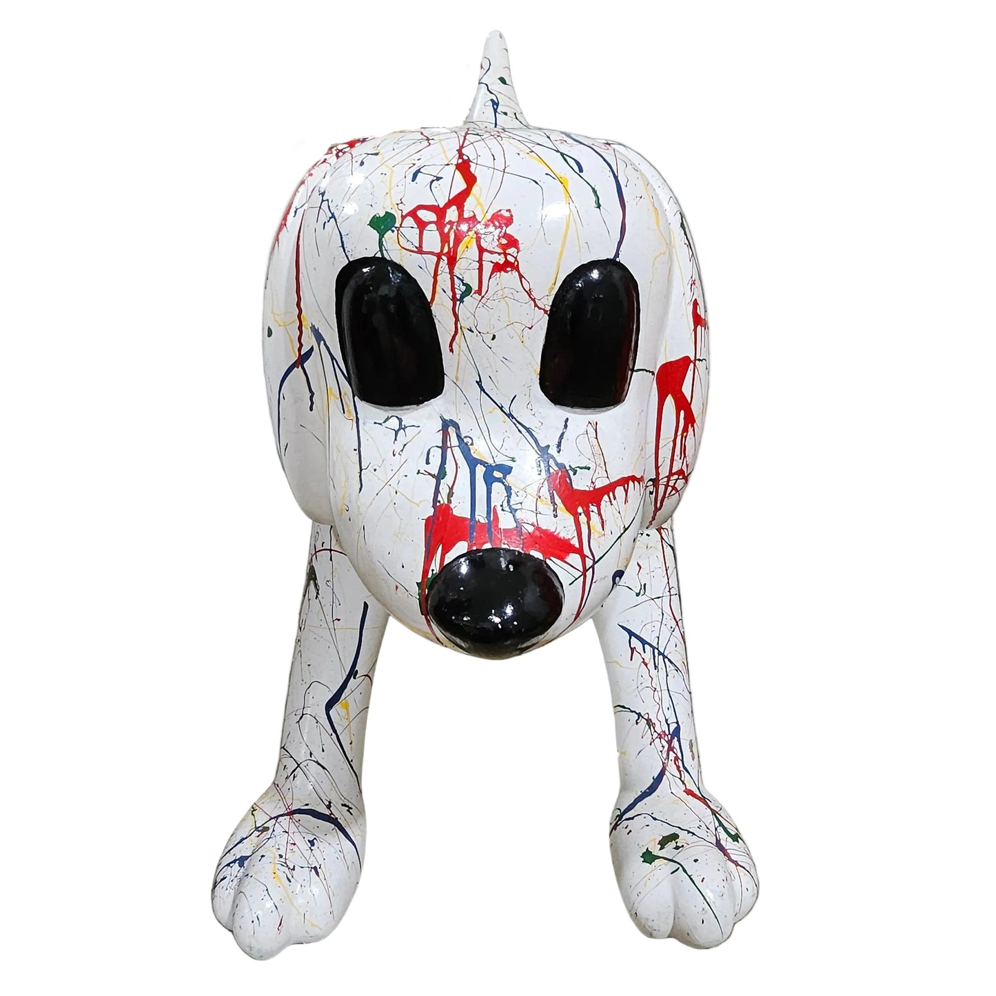 Extra-Large Decorative Dog Statue – Paint Splatter Design