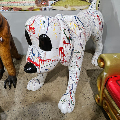 Extra-Large Decorative Dog Statue – Paint Splatter Design