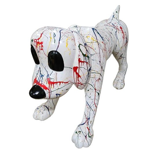 Extra-Large Decorative Dog Statue – Paint Splatter Design