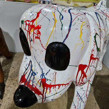 Extra-Large Decorative Dog Statue – Paint Splatter Design