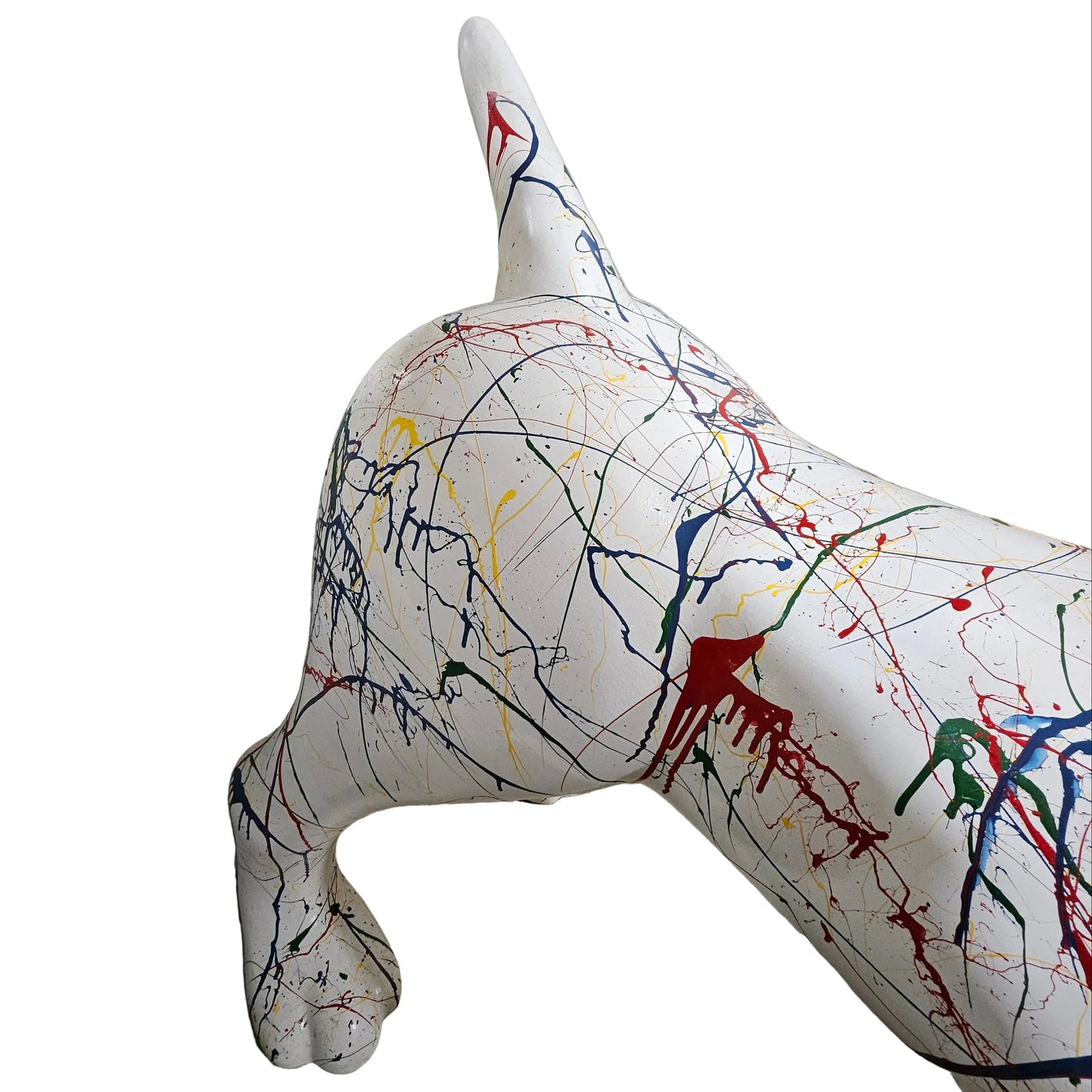 Extra-Large Decorative Dog Statue – Paint Splatter Design