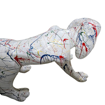 Extra-Large Decorative Dog Statue – Paint Splatter Design