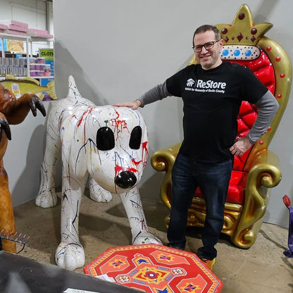 Extra-Large Decorative Dog Statue – Paint Splatter Design