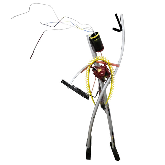 Close-up of a mechanical component on a white surface