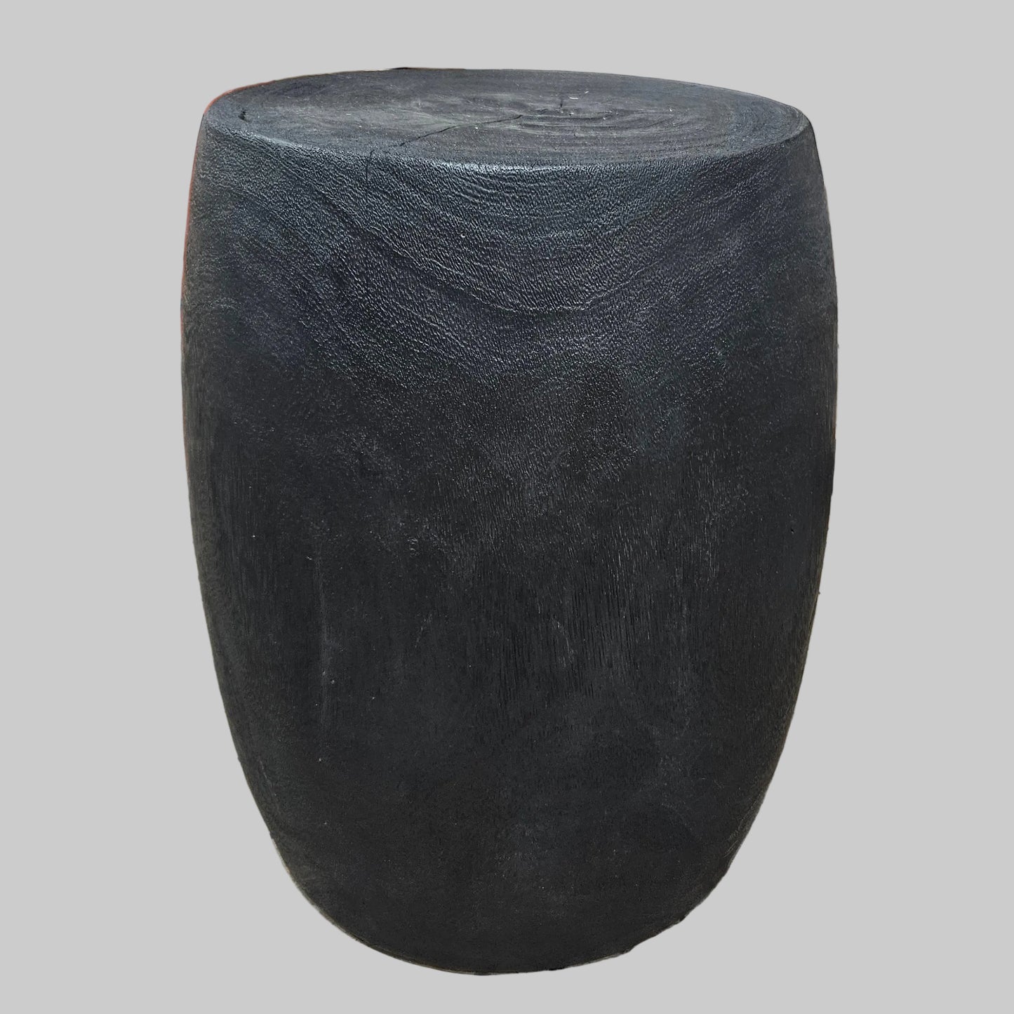 Andrianna Shamaris Charred Lychee Wood Drum Side Table or Stool
