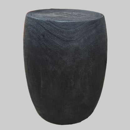 Andrianna Shamaris Charred Lychee Wood Drum Side Table or Stool