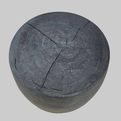 Andrianna Shamaris Charred Lychee Wood Drum Side Table or Stool