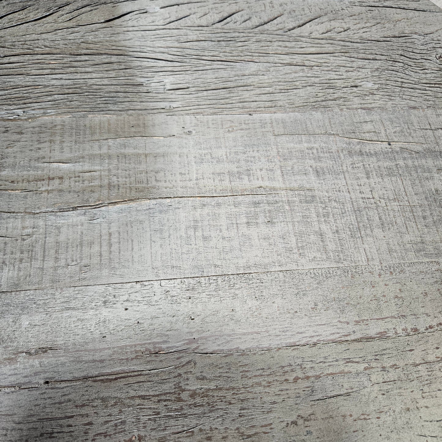 (New) 36 Inch Round Coffee Table, Handcrafted Drum Shape, Mango Wood with Olive Gray Finish