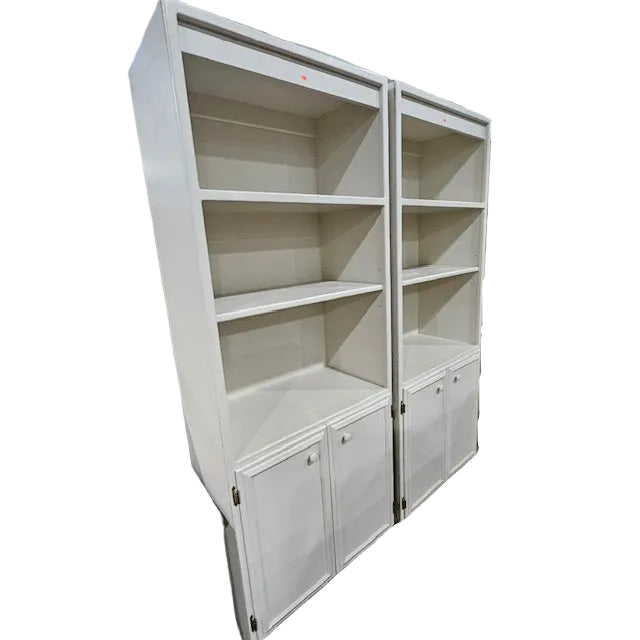 White 5-Shelf Bookcase with Doors
