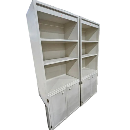 White 5-Shelf Bookcase with Doors