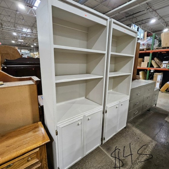 White 5-Shelf Bookcase with Doors