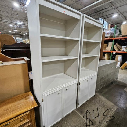 White 5-Shelf Bookcase with Doors