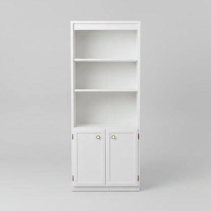 White 5-Shelf Bookcase with Doors