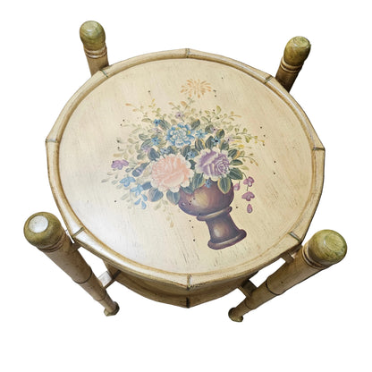 Two-Tier Faux-Bamboo Foldable Side Table