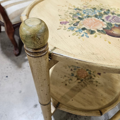 Two-Tier Faux-Bamboo Foldable Side Table