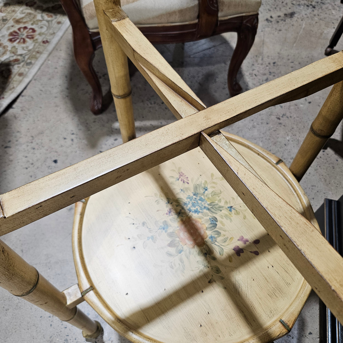 Two-Tier Faux-Bamboo Foldable Side Table