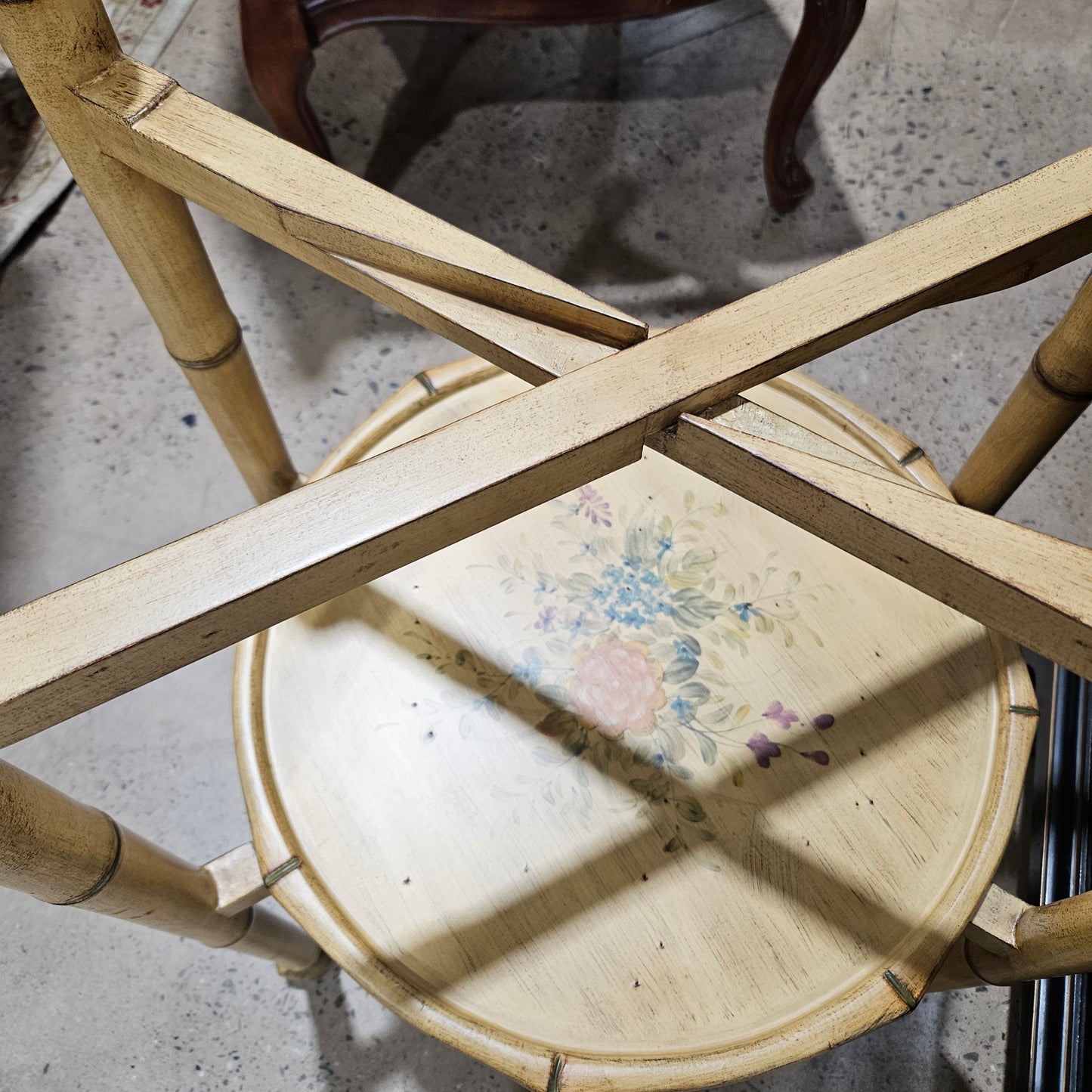 Two-Tier Faux-Bamboo Foldable Side Table
