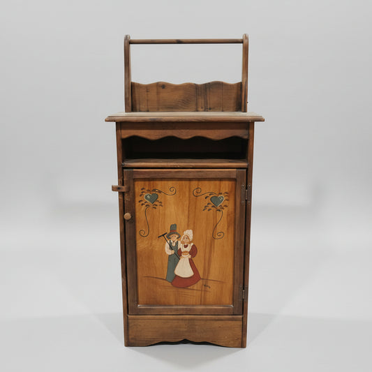 Vintage Pine Wood Hand Painted Cabinet