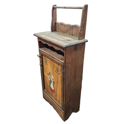 Vintage Pine Wood Hand Painted Cabinet