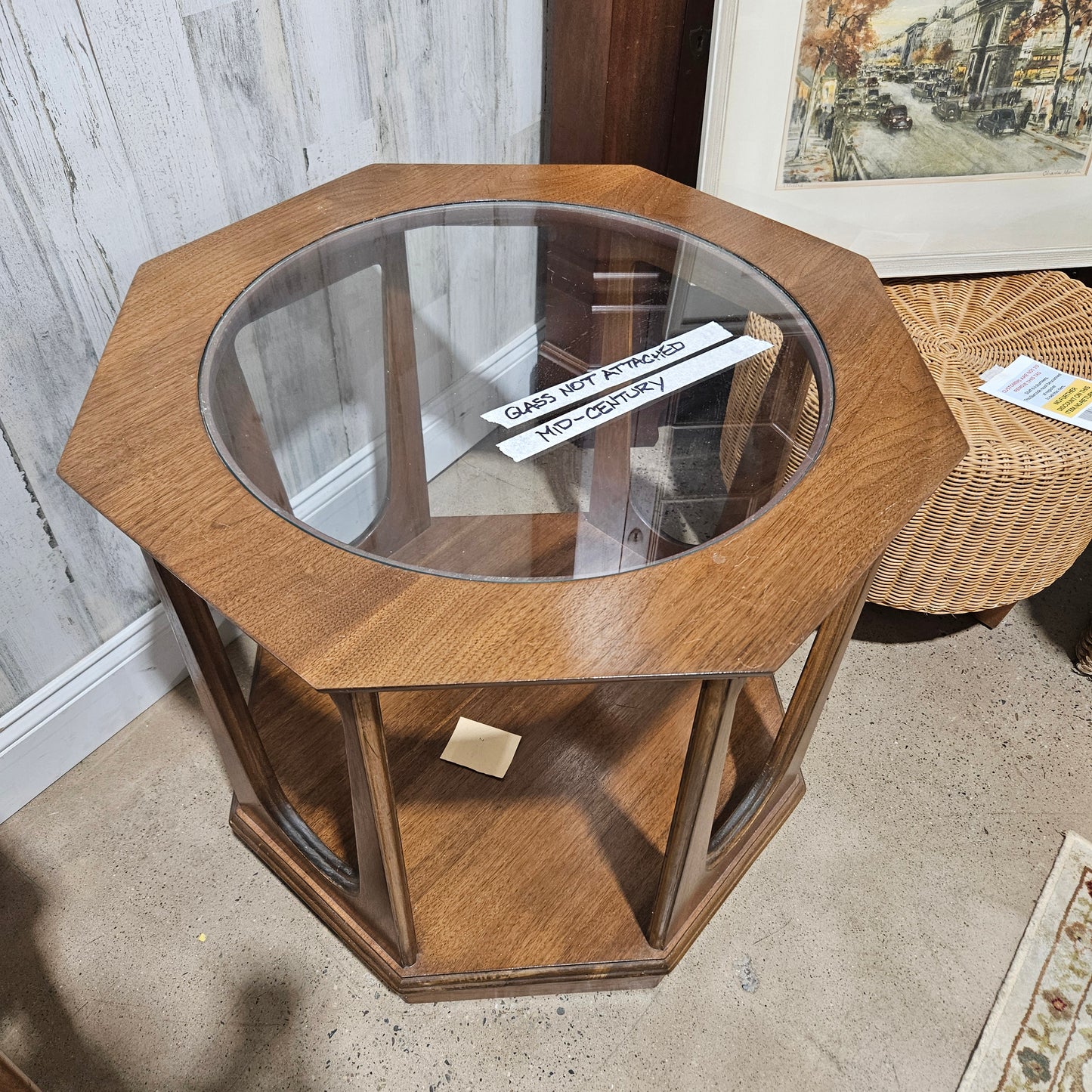 Mid-Century Walnut End Table- Octagonal