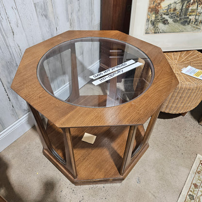 Mid-Century Walnut End Table- Octagonal