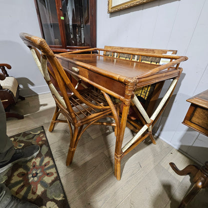 1960s Rattan Willow and Reed Desk With Chair