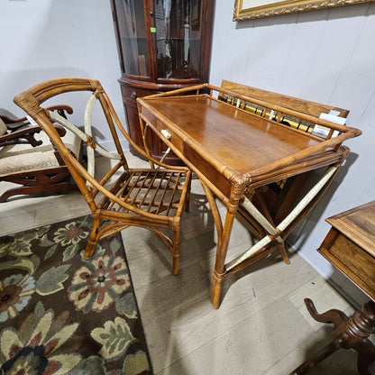 1960s Rattan Willow and Reed Desk With Chair
