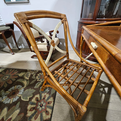 1960s Rattan Willow and Reed Desk With Chair