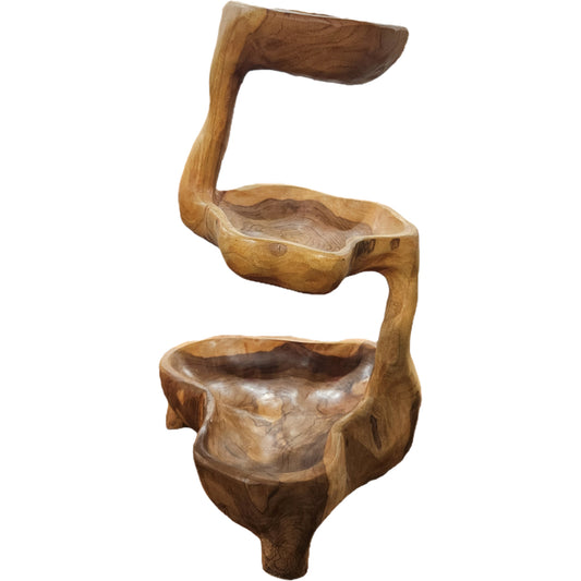 Teak Wood Multi-Tiered Bowl