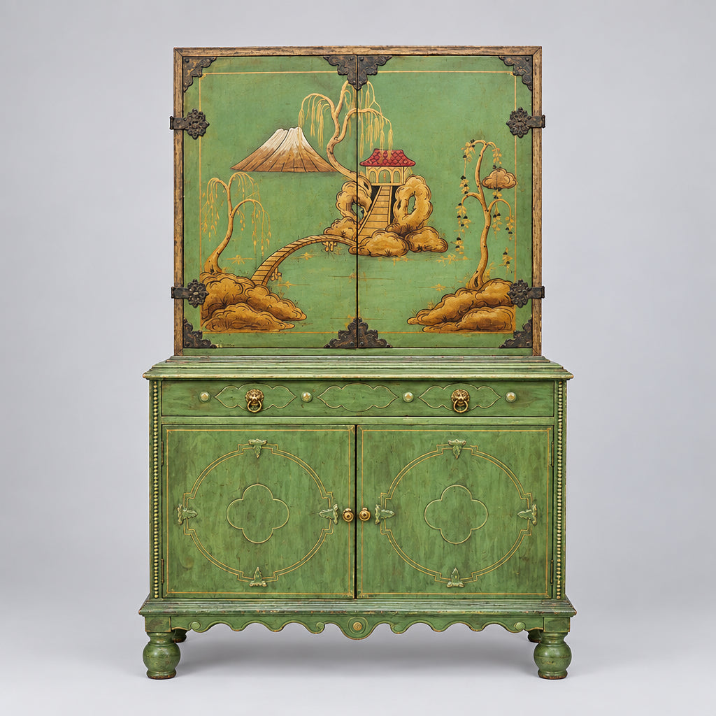 Vintage 1920s-1930s Chinoiserie Jacobean-Style Cabinet