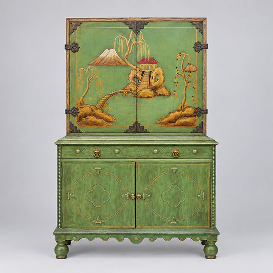 Vintage 1920s-1930s Chinoiserie Jacobean-Style Cabinet