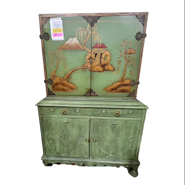 Vintage 1920s-1930s Chinoiserie Jacobean-Style Cabinet