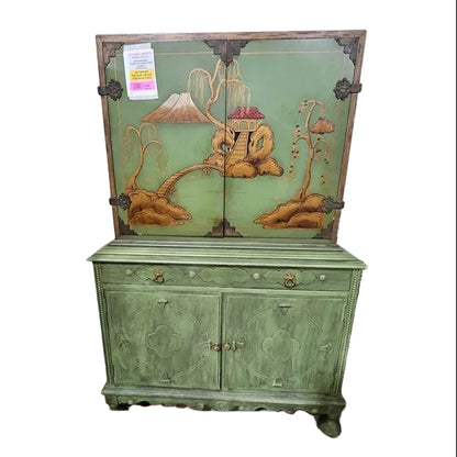 Vintage 1920s-1930s Chinoiserie Jacobean-Style Cabinet