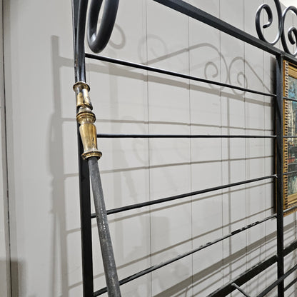 Vintage French Bakers Rack 3 Tier Scrolling Wrought Iron and Brass Etagere
