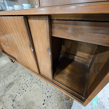 Mid-Century Modern Walnut Display Cabinet Hutch by Hooker Furniture