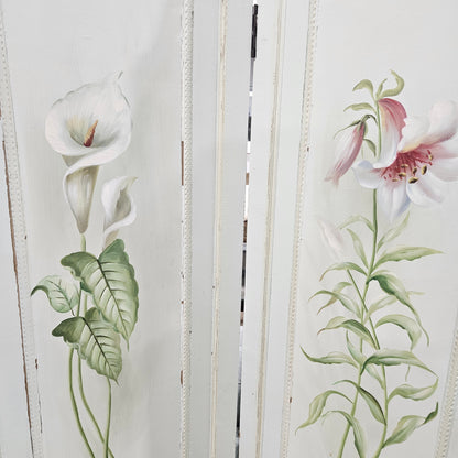 Hand Painted Folding Wood Room Divider Screen
