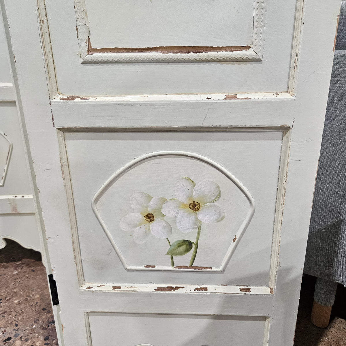 Hand Painted Folding Wood Room Divider Screen
