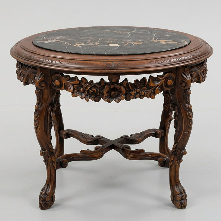 Vintage Wood/Marble Coffee Table