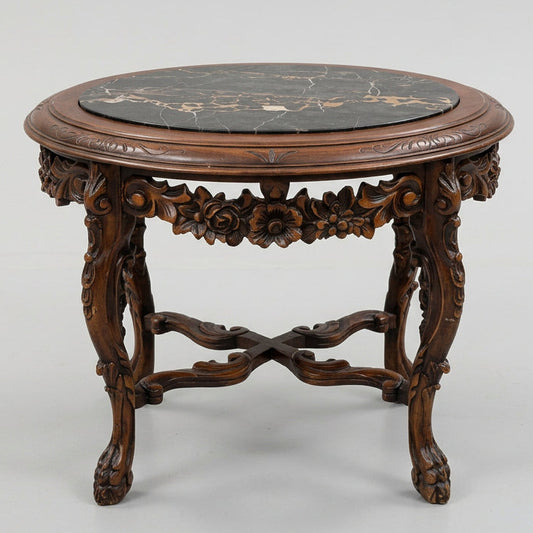 Vintage Wood/Marble Coffee Table