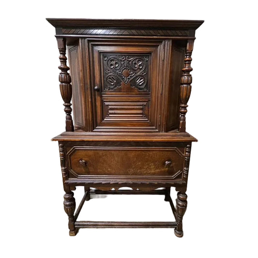 Jacobean Revival Carved Oak Cabinet