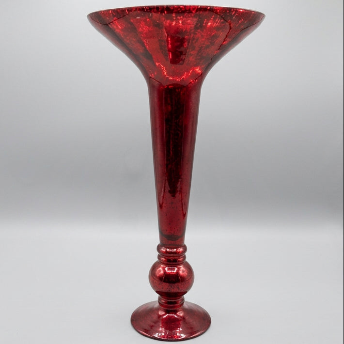 Ruby Red Art Glass Cornet Vase