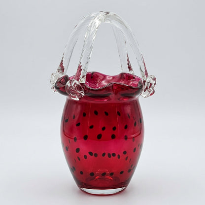 Ruby Red Art Glass Basket