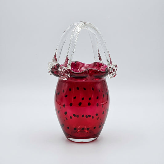 Ruby Red Art Glass Basket