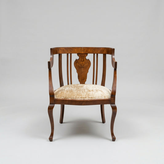 Edwardian-style Mahogany Corner Armchair