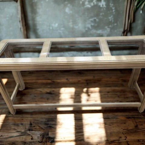 Tan Wood Console Table
