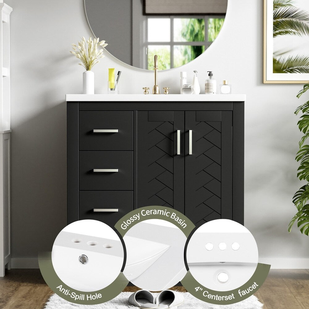 36" Bathroom Vanity with Ceramic Sink