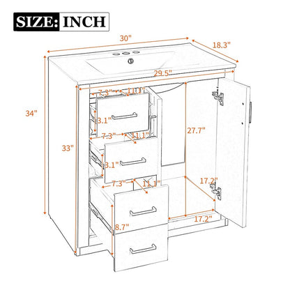 36" Bathroom Vanity with Ceramic Sink