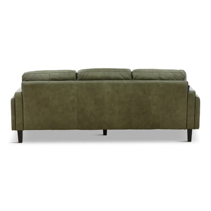 Chateau d'Ax Leather Stationary Sofa in Olive