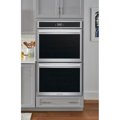 (New) Frigidaire Gallery 30 inch Double Electric Wall Oven with Air Fry Self + Steam Cleaning