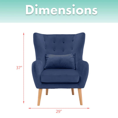 Velvet Wingback Accent Chair (Blue)